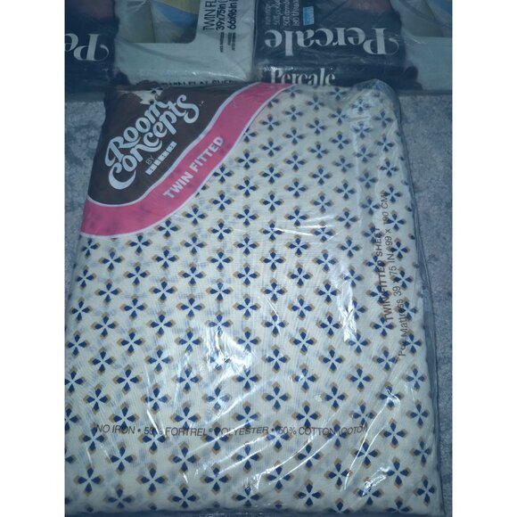 Montgomery Ward Percale Twin Flat Sheets & Room Concepts Fitted Sheet Set 50% Co - Picture 2 of 10